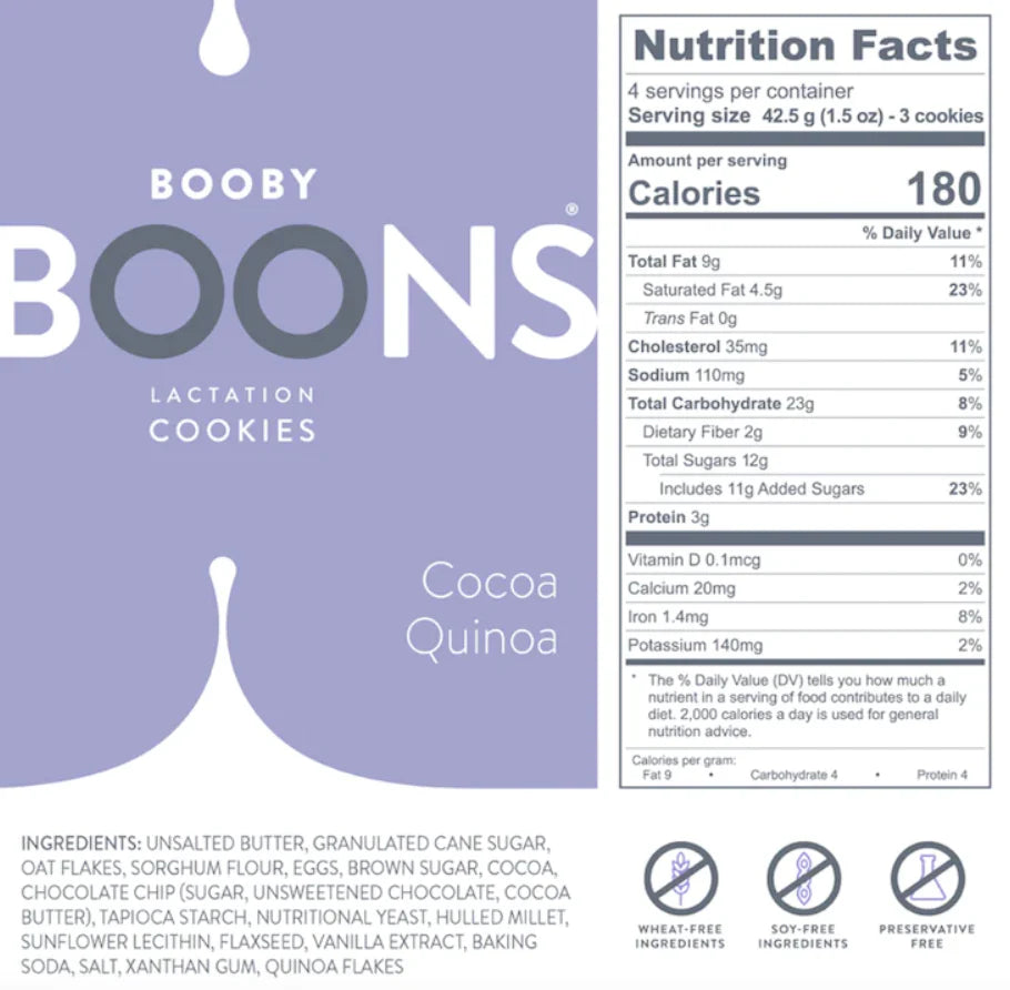 Booby Boons Lactation Cookies: Cocoa Quinoa